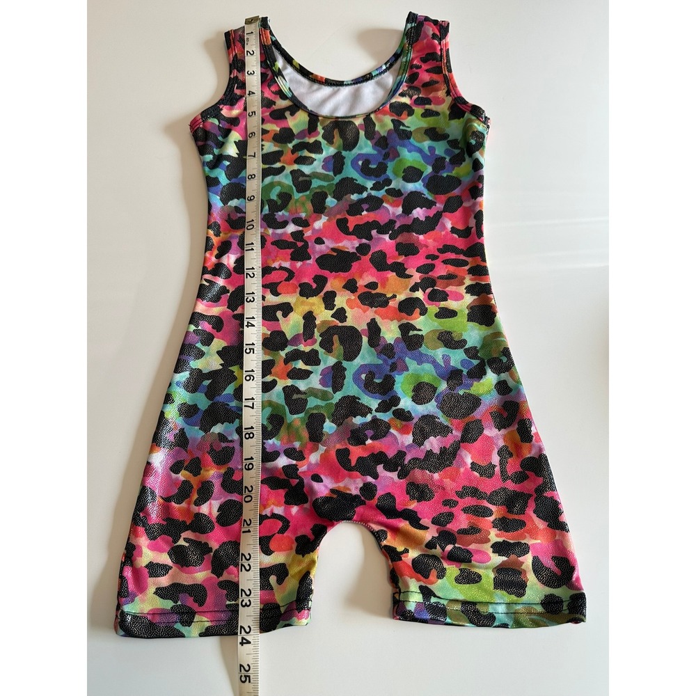 Set of Gymnastics Unitards Shimmering Galaxy Ombre & Rainbow Leopard Med - Picture 4 of 5